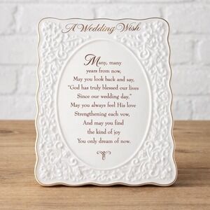 Hallmark Wedding Wish Porcelain Plaque Gold Trim Easel Back 7.5x8.5